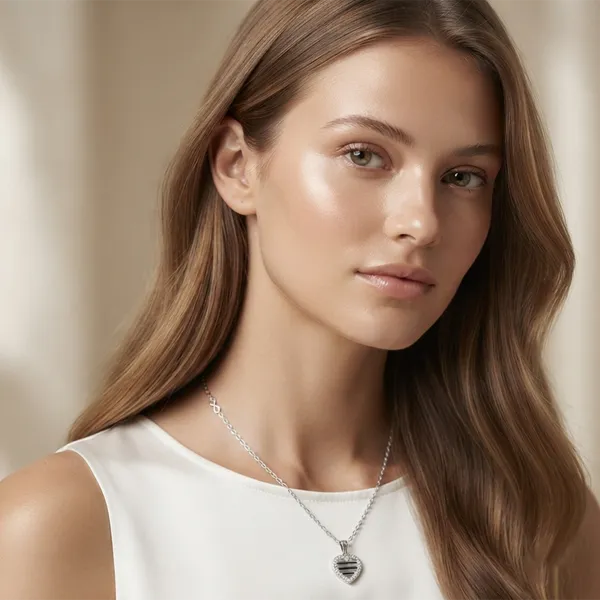 The99jewel_Fashion_Silver_Plated_Austrian_Stone_Heart_Shape_Chain_Pendant_Black