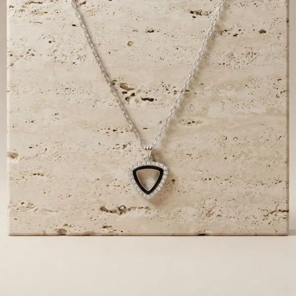 The99jewel_Fashion_Silver_Plated_Austrian_Stone_Triangle_Shape_Chain_Pendant_Black