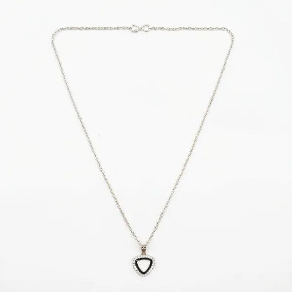 The99jewel_Fashion_Silver_Plated_Austrian_Stone_Triangle_Shape_Chain_Pendant_Black