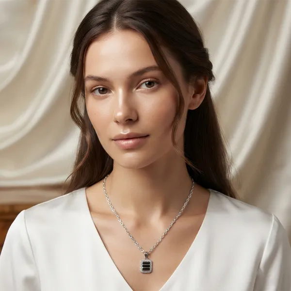 The99jewel_Fashion_Silver_Plated_Austrian_Stone_Chain_Pendant_Black