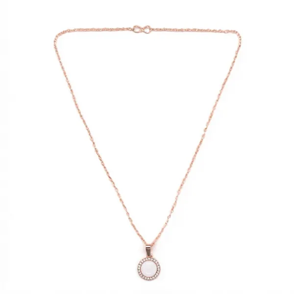 The99jewel_Sparkling_Austrian_Stone_Rose_Gold_Plated_Round_Shape_Chain_Pendant_White