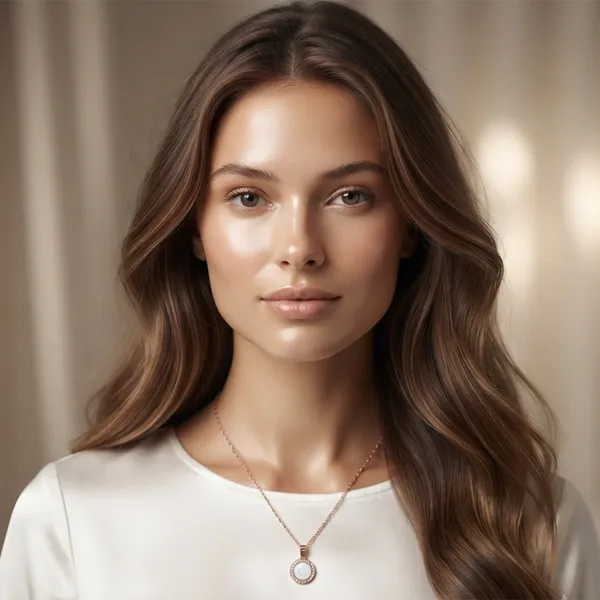The99jewel_Sparkling_Austrian_Stone_Rose_Gold_Plated_Round_Shape_Chain_Pendant_White