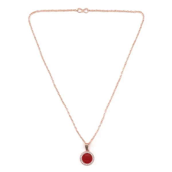 The99jewel_Sparkling_Austrian_Stone_Rose_Gold_Plated_Round_Shape_Chain_Pendant_Red