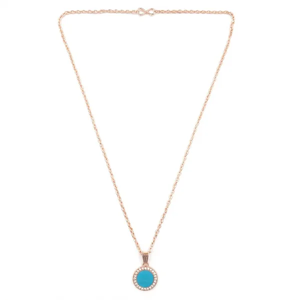 The99jewel_Sparkling_Austrian_Stone_Rose_Gold_Plated_Round_Shape_Chain_Pendant_Blue