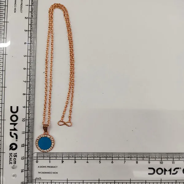 The99jewel_Sparkling_Austrian_Stone_Rose_Gold_Plated_Round_Shape_Chain_Pendant_Blue