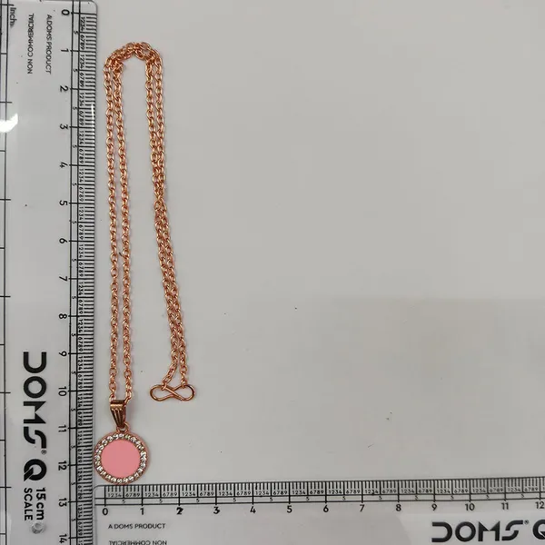 The99jewel_Sparkling_Austrian_Stone_Rose_Gold_Plated_Round_Shape_Chain_Pendant_Pink