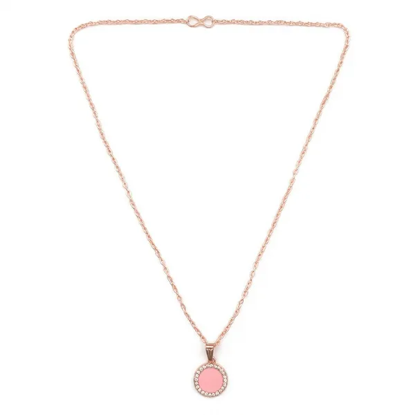 The99jewel_Sparkling_Austrian_Stone_Rose_Gold_Plated_Round_Shape_Chain_Pendant_Pink