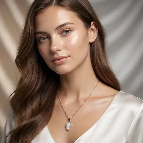 The99jewel_Sparkling_Austrian_Stone_Rose_Gold_Plated_Tear_Drop_Shape_Chain_Pendant_White