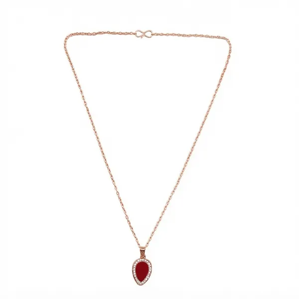 The99jewel_Sparkling_Austrian_Stone_Rose_Gold_Plated_Tear_Drop_Shape_Chain_Pendant_Red
