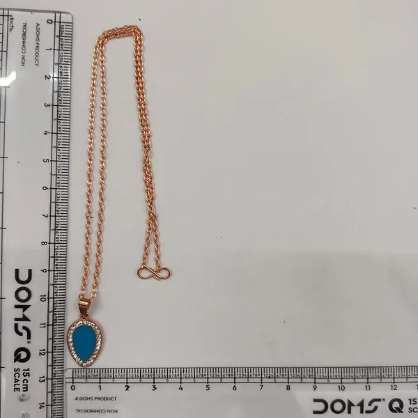 The99jewel_Sparkling_Austrian_Stone_Rose_Gold_Plated_Tear_Drop_Shape_Chain_Pendant_Blue