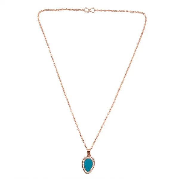 The99jewel_Sparkling_Austrian_Stone_Rose_Gold_Plated_Tear_Drop_Shape_Chain_Pendant_Blue