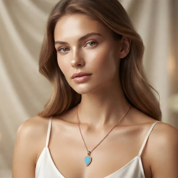 The99jewel_Sparkling_Austrian_Stone_Rose_Gold_Plated_Tear_Drop_Shape_Chain_Pendant_Blue