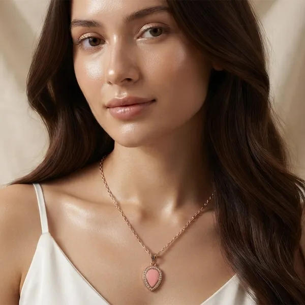 The99jewel_Sparkling_Austrian_Stone_Rose_Gold_Plated_Tear_Drop_Shape_Chain_Pendant_Pink
