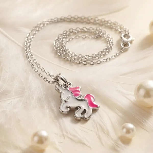 The99jewel_Stylish_Austrian_Stone_Silver_Plated_Unicorn_Shape_Chain_Pendant_Pink