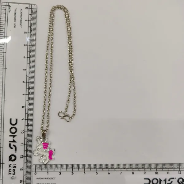 The99jewel_Stylish_Austrian_Stone_Silver_Plated_Unicorn_Shape_Chain_Pendant_Pink