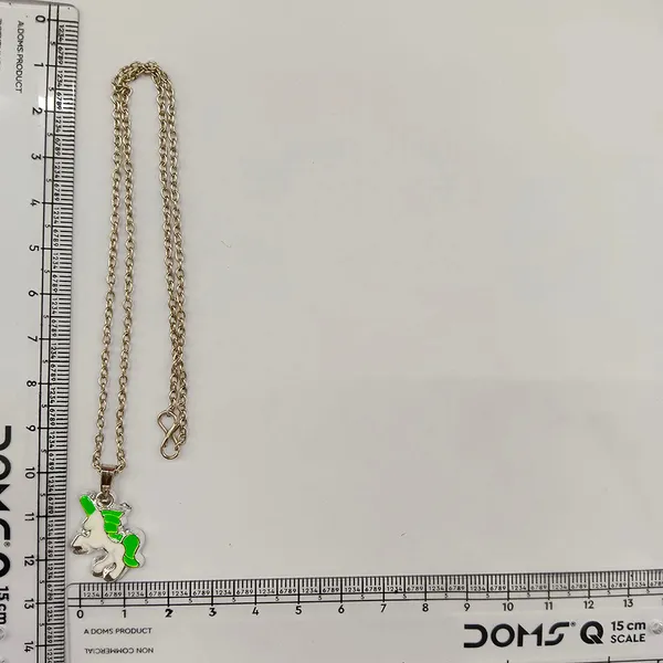 The99jewel_Stylish_Austrian_Stone_Silver_Plated_Unicorn_Shape_Chain_Pendant_Green