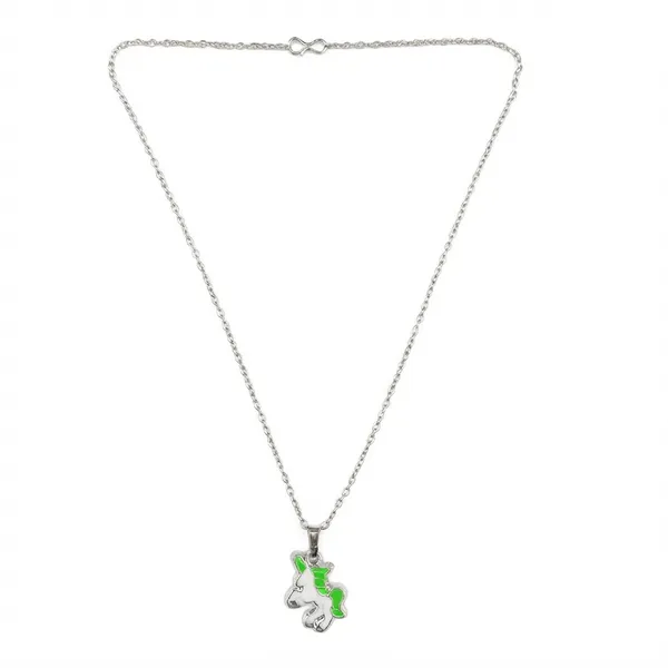 The99jewel_Stylish_Austrian_Stone_Silver_Plated_Unicorn_Shape_Chain_Pendant_Green