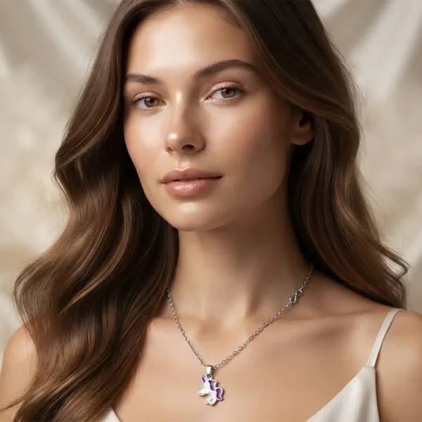 The99jewel_Stylish_Austrian_Stone_Silver_Plated_Unicorn_Shape_Chain_Pendant_Purple