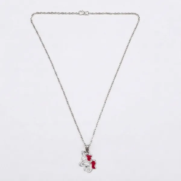 The99jewel_Stylish_Austrian_Stone_Silver_Plated_Unicorn_Shape_Chain_Pendant_Red