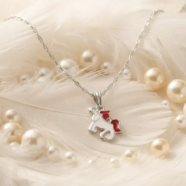 The99jewel_Stylish_Austrian_Stone_Silver_Plated_Unicorn_Shape_Chain_Pendant_Red