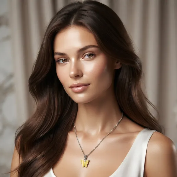 The99jewel_Lightweight_Austrian_Stone_Silver_Plated_Butterfly_Shape_Chain_Pendant_Yellow
