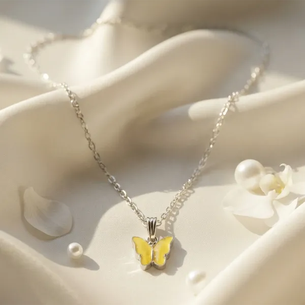 The99jewel_Lightweight_Austrian_Stone_Silver_Plated_Butterfly_Shape_Chain_Pendant_Yellow