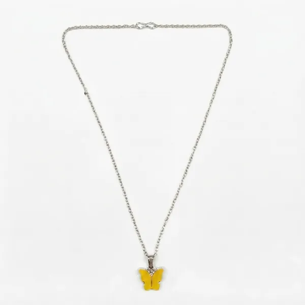 The99jewel_Lightweight_Austrian_Stone_Silver_Plated_Butterfly_Shape_Chain_Pendant_Yellow