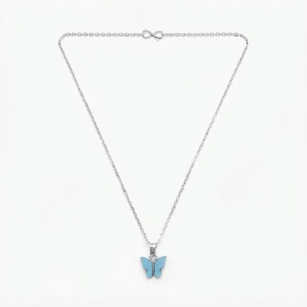 The99jewel_Lightweight_Austrian_Stone_Silver_Plated_Butterfly_Shape_Chain_Pendant_Blue