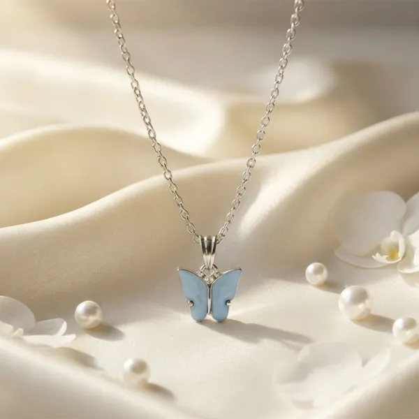 The99jewel_Lightweight_Austrian_Stone_Silver_Plated_Butterfly_Shape_Chain_Pendant_Blue