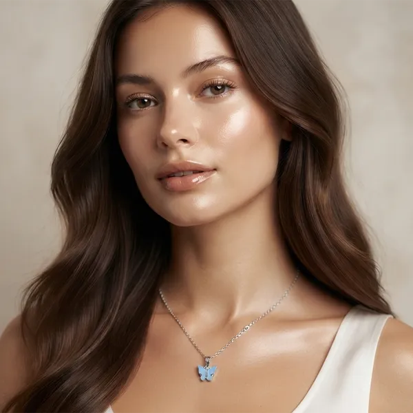 The99jewel_Lightweight_Austrian_Stone_Silver_Plated_Butterfly_Shape_Chain_Pendant_Blue