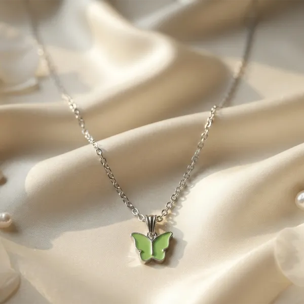 The99jewel_Lightweight_Austrian_Stone_Silver_Plated_Butterfly_Shape_Chain_Pendant_Green