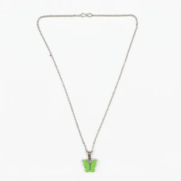 The99jewel_Lightweight_Austrian_Stone_Silver_Plated_Butterfly_Shape_Chain_Pendant_Green