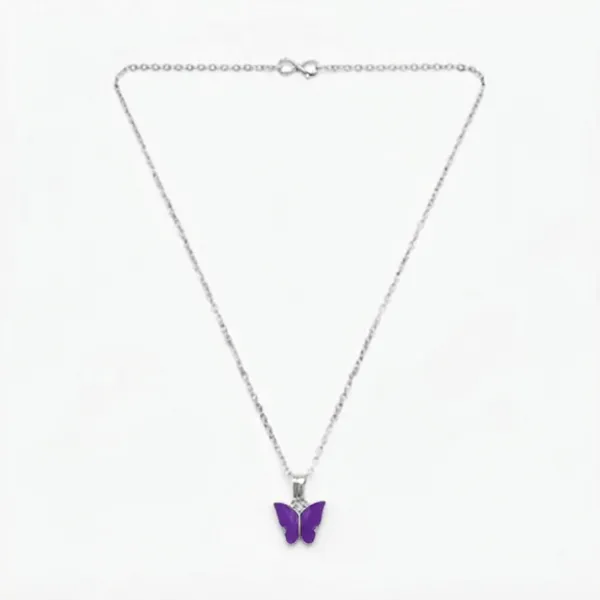 The99jewel_Lightweight_Austrian_Stone_Silver_Plated_Butterfly_Shape_Chain_Pendant_Purple