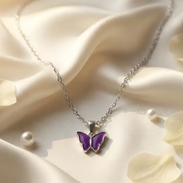 The99jewel_Lightweight_Austrian_Stone_Silver_Plated_Butterfly_Shape_Chain_Pendant_Purple