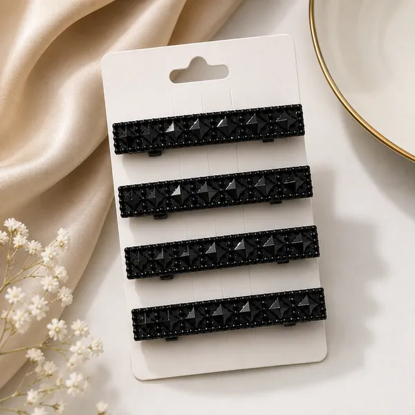 The99jewel_Set_Of_4_Black_Matte_Crystal_Hair_Clips_For_Women_Girls_Stylish_Snap_Hair_Pins_Black