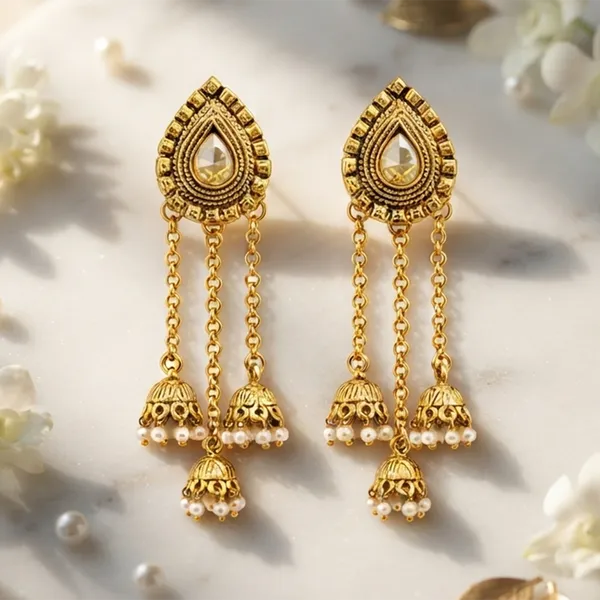 The99jewel_Designer_Gold_Plated_Austrian_Stone_Kashmiri_Jhumki_Earrings_For_Women_Gold