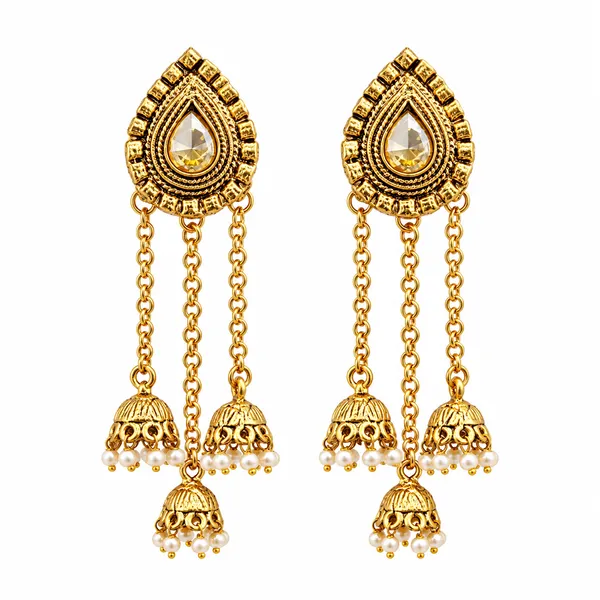 The99jewel_Designer_Gold_Plated_Austrian_Stone_Kashmiri_Jhumki_Earrings_For_Women_Gold
