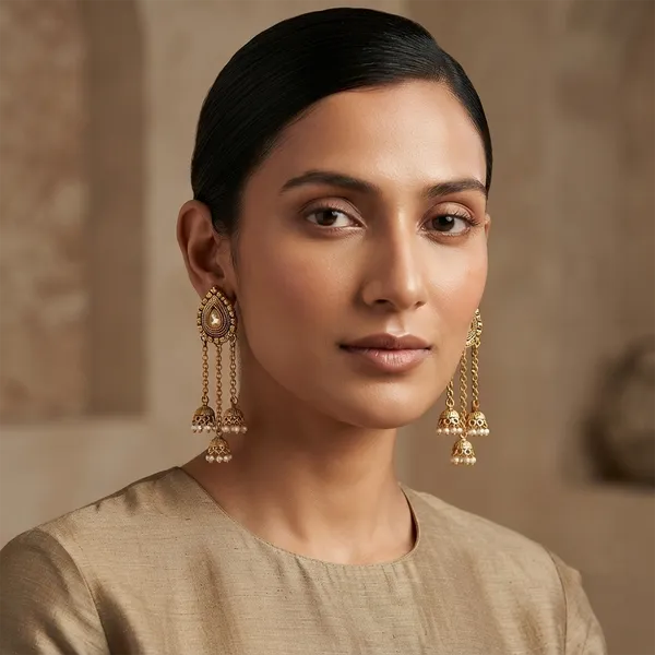 The99jewel_Designer_Gold_Plated_Austrian_Stone_Kashmiri_Jhumki_Earrings_For_Women_Gold