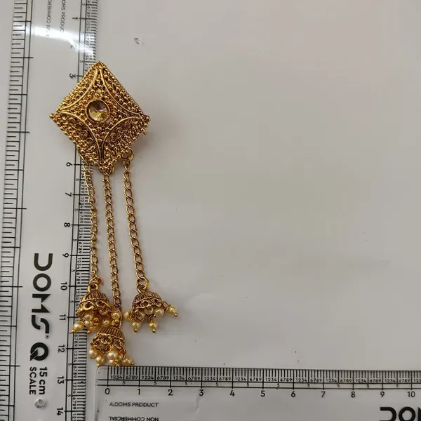 The99jewel_Festive_Gold_Plated_Chain_Kashmiri_Jhumki_Earrings_With_Austrian_Stone_Pearl_Gold