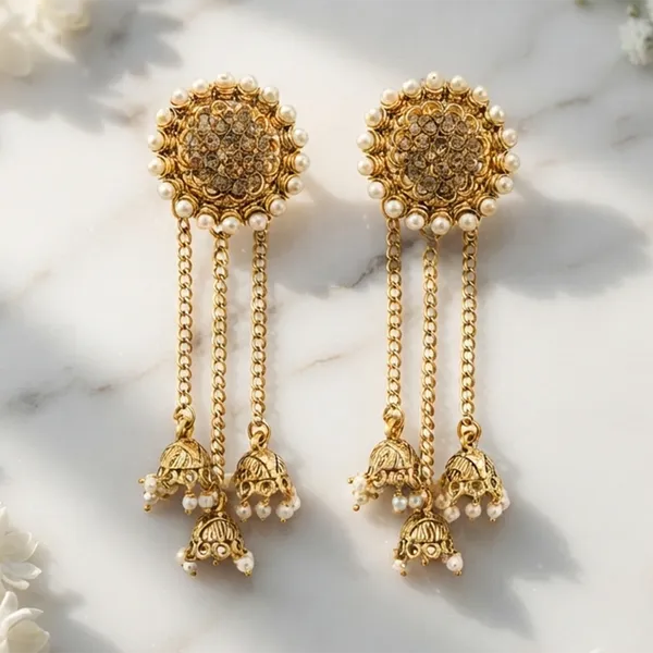 The99jewel_Fashion_Gold_Plated_Austrian_Stone_Kashmiri_Jhumki_Drop_Earrings_Gold
