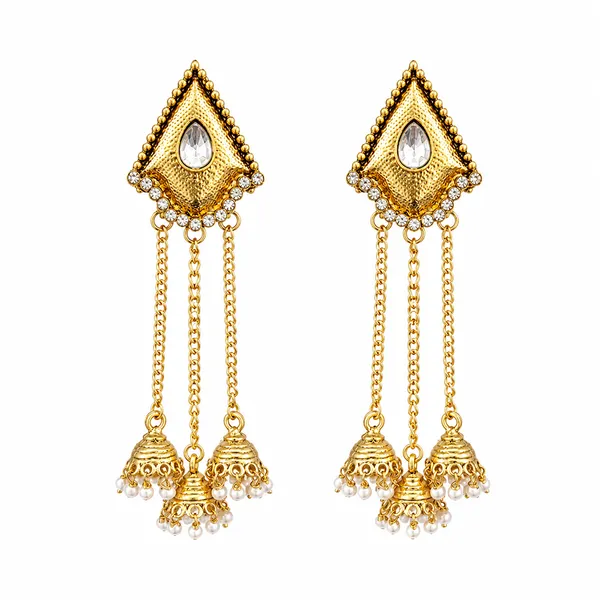 The99jewel_Ethnic_Gold_Plated_Kashmiri_Jhumki_Earrings_With_Austrian_Stone_Pearl_Gold