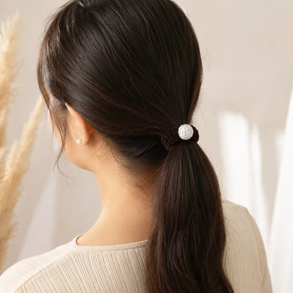 The99jewel_Premium_Velvet_Hair_Scrunchie_With_Crystal_Bead_For_Women_Girls_Brown