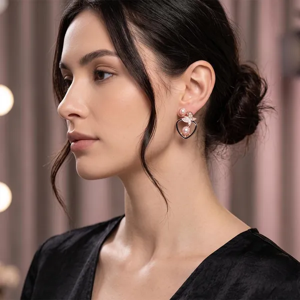 The99jewel_Rose_Gold_Plated_Butterfly_Shape_Austrian_Stone_Pearl_Stud_Earrings_For_Women_Rose_Gold