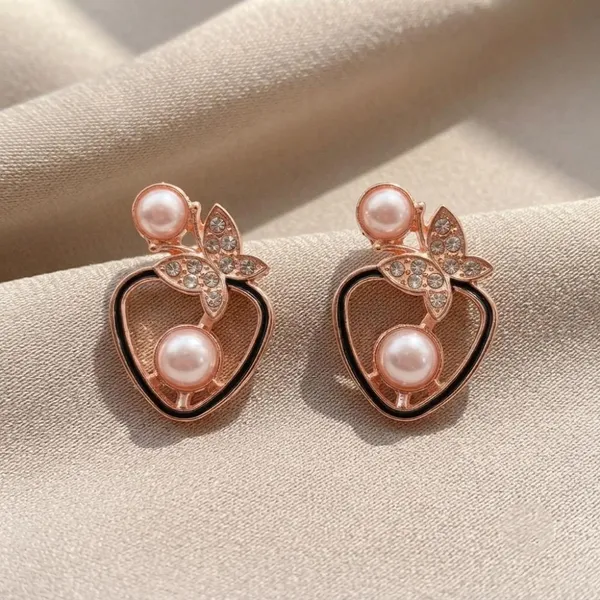 The99jewel_Rose_Gold_Plated_Butterfly_Shape_Austrian_Stone_Pearl_Stud_Earrings_For_Women_Rose_Gold