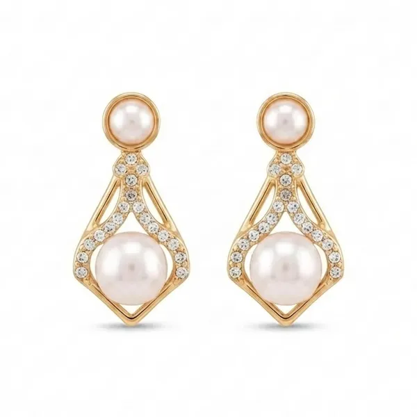 The99jewel_Gold_Plated_Austrian_Stone_Pearl_Stud_Earrings_For_Women_Gold