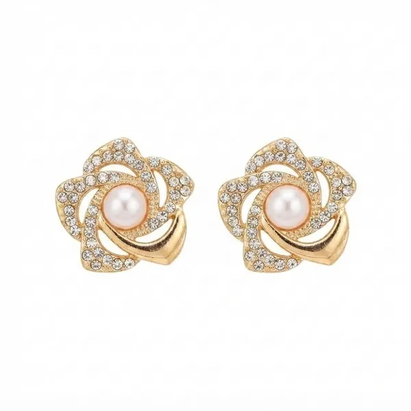 The99jewel_Stylish_Gold_Plated_Floral_Shape_Austrian_Stone_Pearl_Stud_Earrings_For_Women_Girls_Gold