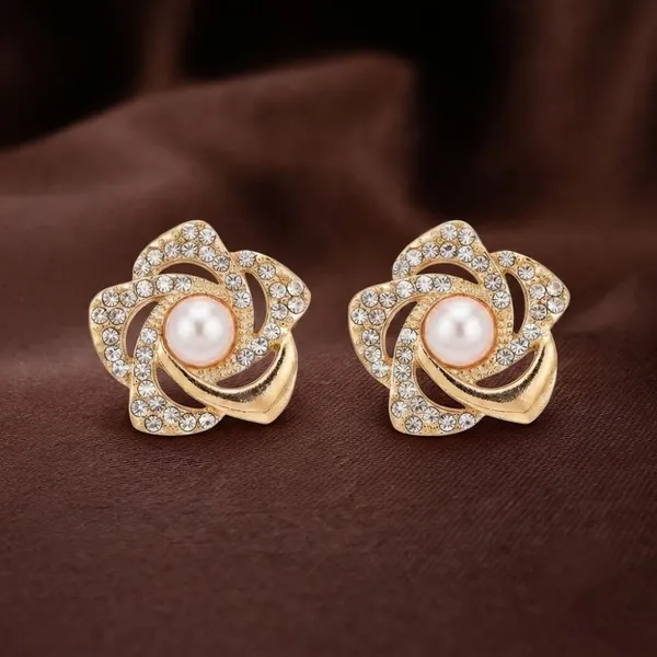 The99jewel_Stylish_Gold_Plated_Floral_Shape_Austrian_Stone_Pearl_Stud_Earrings_For_Women_Girls_Gold