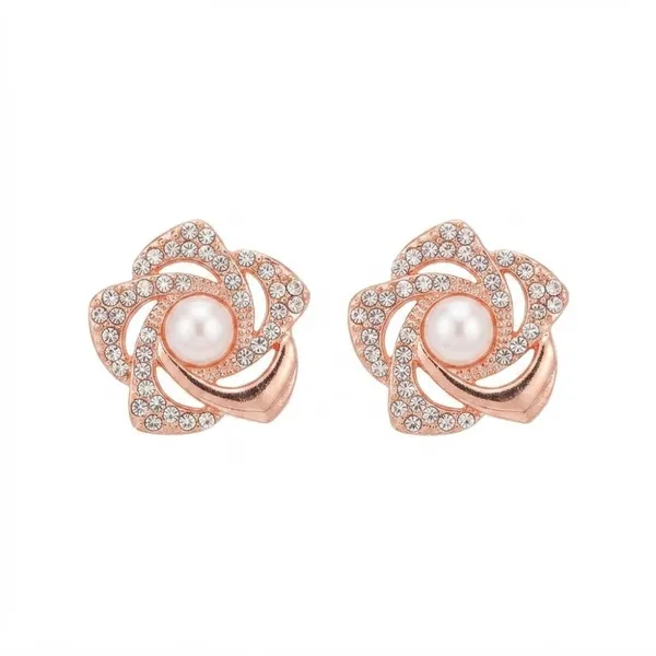 The99jewel_Stylish_Rose_Gold_Plated_Floral_Shape_Austrian_Stone_Pearl_Stud_Earrings_For_Women_Girls_Rose_Gold