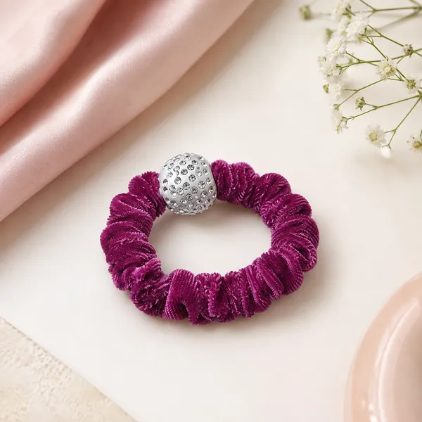 The99jewel_Premium_Velvet_Hair_Scrunchie_With_Crystal_Bead_For_Women_Girls_Purple