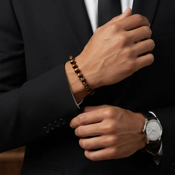 The99jewel_Stylish_Tiger_Beads_Unisex_Bracelet_Brown